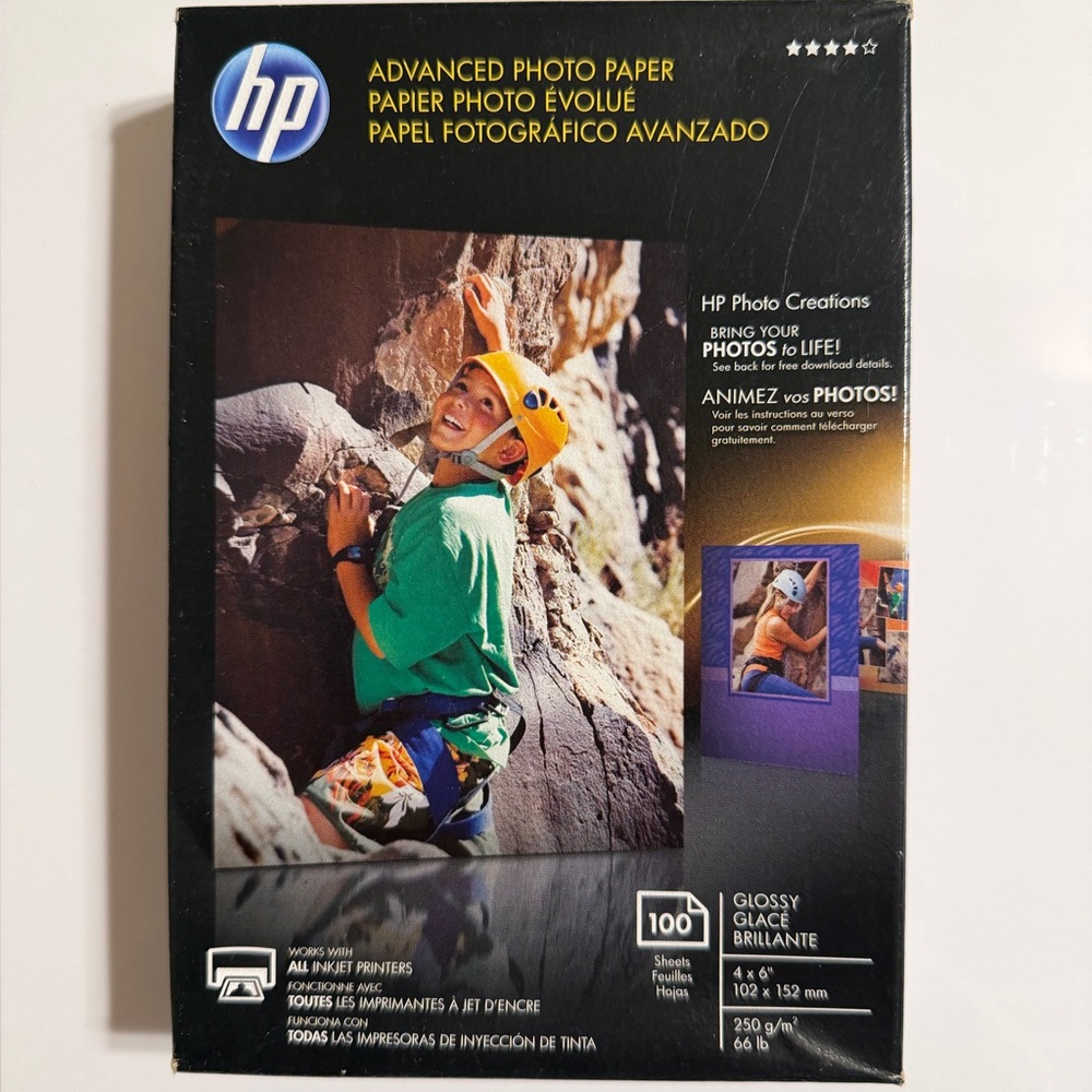 HP Glossy White Advanced Photo Paper 100 Sheets. 4x6